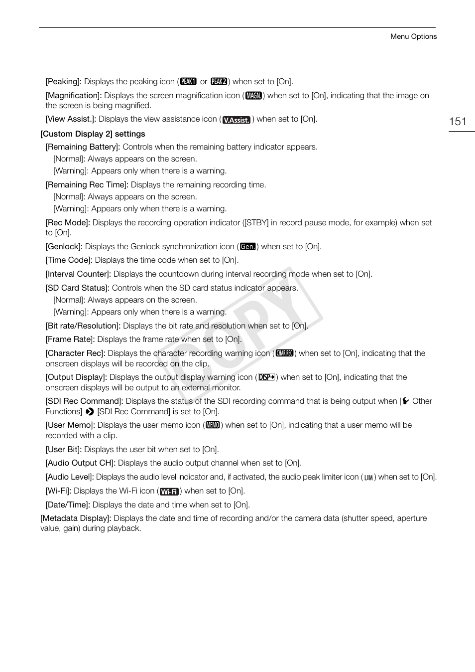 Cop y | Canon EOS C300 User Manual | Page 151 / 186