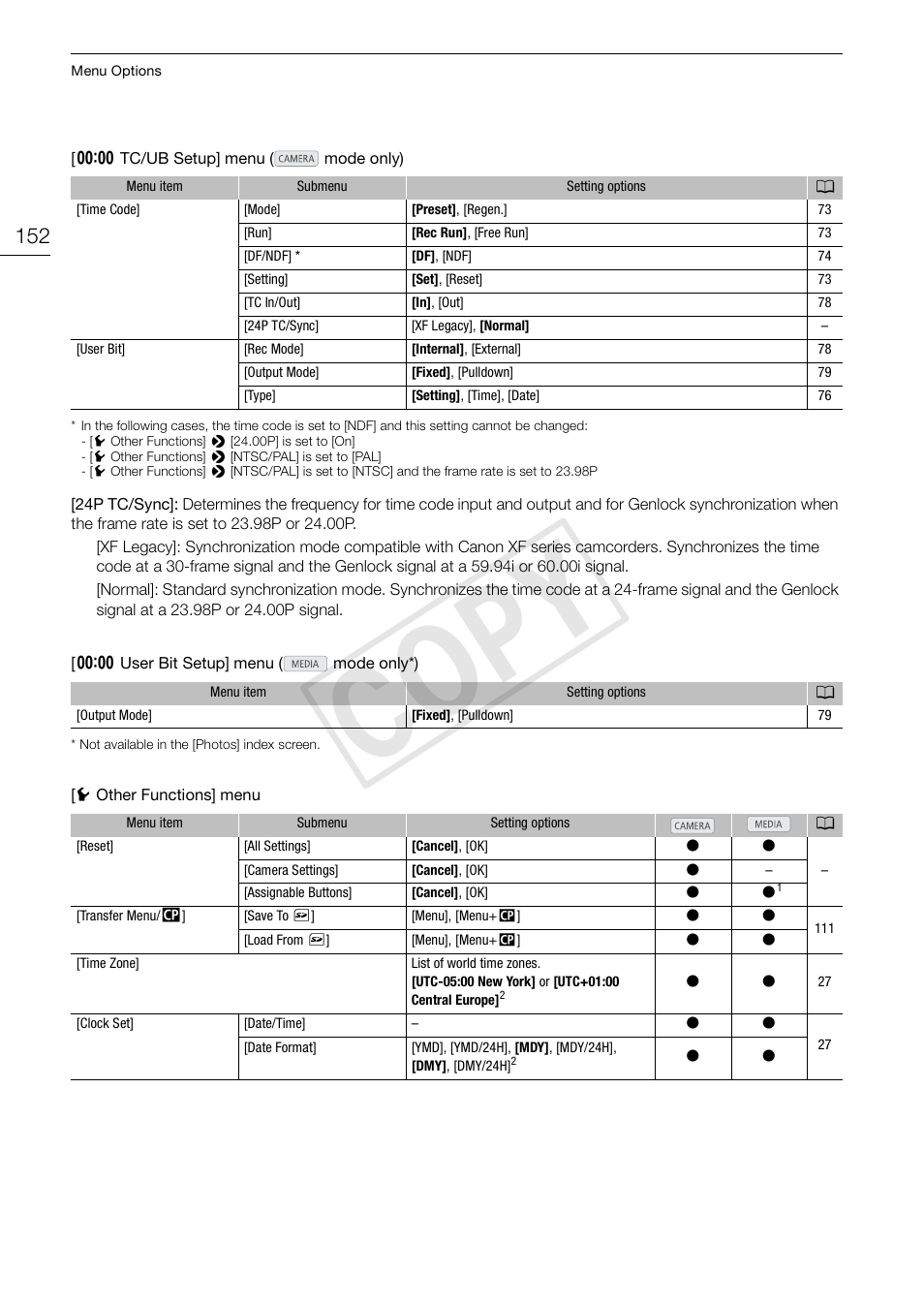 Cop y | Canon EOS C300 User Manual | Page 152 / 186