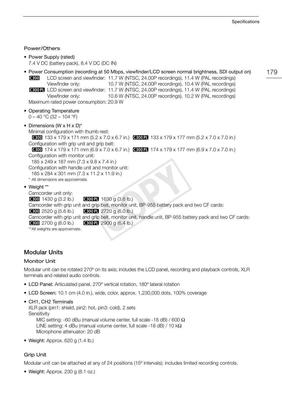 Cop y | Canon EOS C300 User Manual | Page 179 / 186