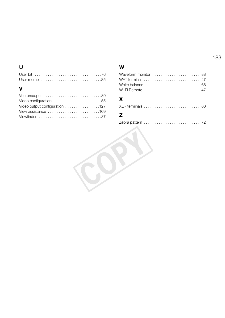 Cop y | Canon EOS C300 User Manual | Page 183 / 186