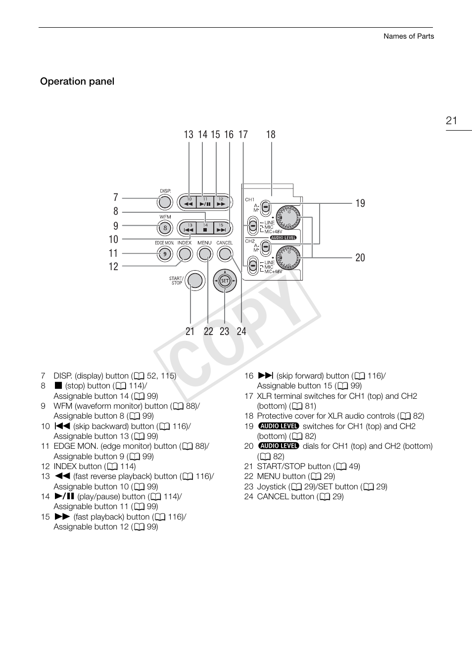 Cop y | Canon EOS C300 User Manual | Page 21 / 186