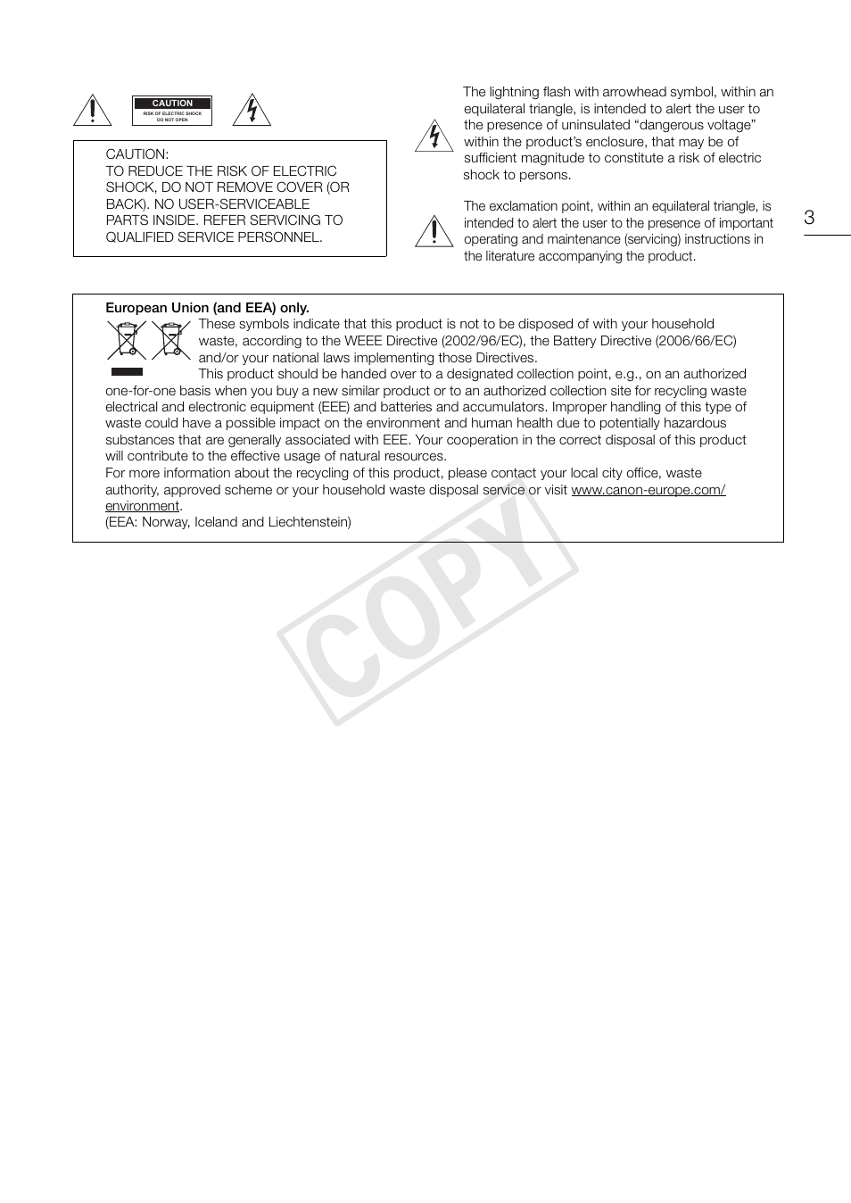 Cop y | Canon EOS C300 User Manual | Page 3 / 186