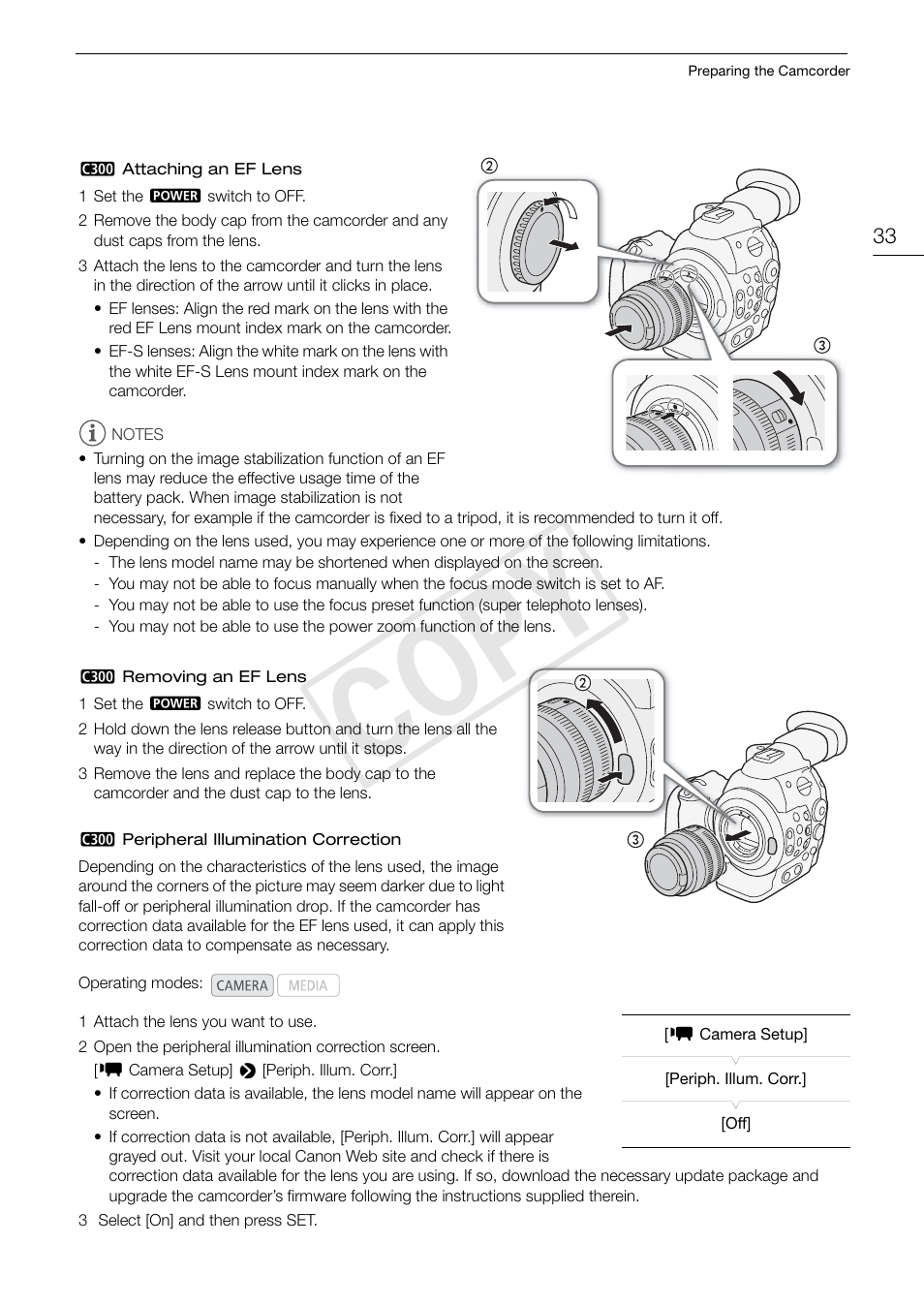 Cop y | Canon EOS C300 User Manual | Page 33 / 186