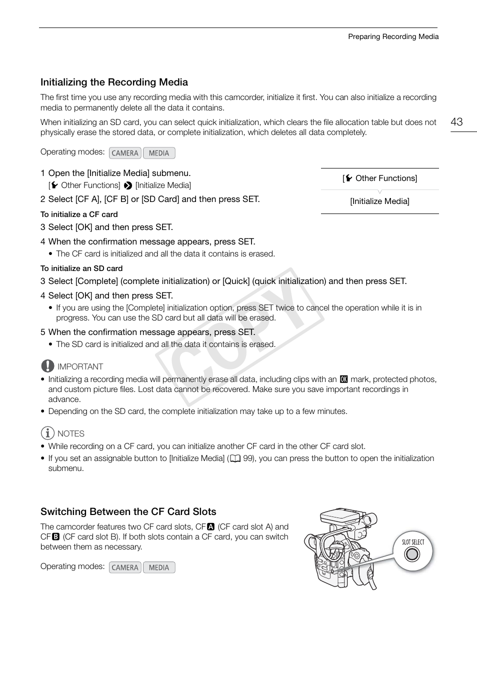 Cop y | Canon EOS C300 User Manual | Page 43 / 186