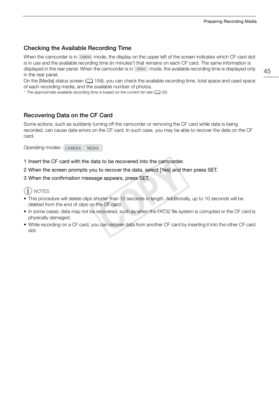 Cop y | Canon EOS C300 User Manual | Page 45 / 186