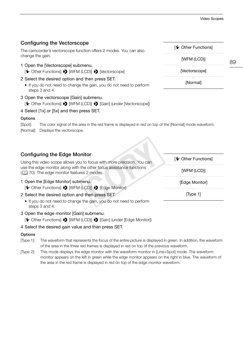 89), o, Cop y | Canon EOS C300 User Manual | Page 89 / 186