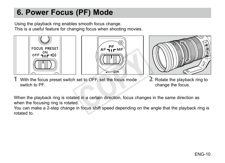 Cop y | Canon EF 200-400mm f4L IS USM Extender 1.4x User Manual | Page 11 / 29