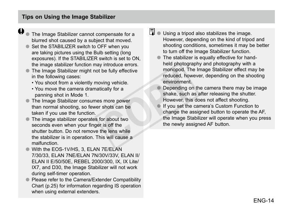 Cop y | Canon EF 200-400mm f4L IS USM Extender 1.4x User Manual | Page 15 / 29