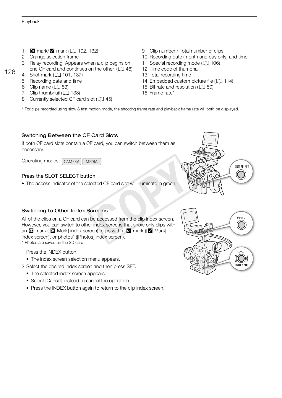 126). fu, Cop y | Canon EOS C300 PL User Manual | Page 126 / 194