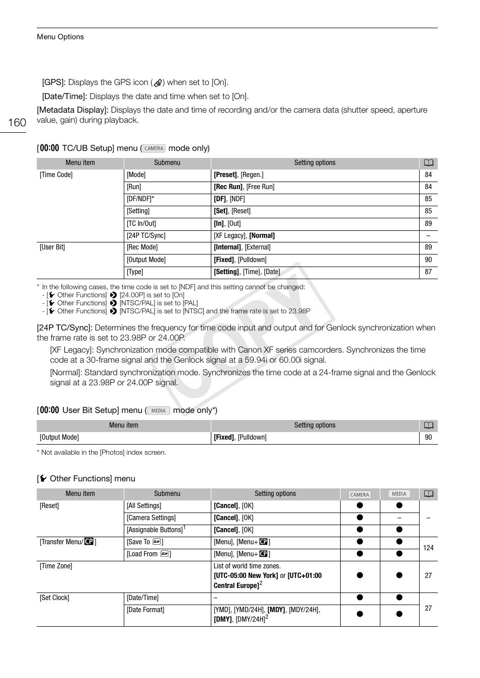 Cop y | Canon EOS C300 PL User Manual | Page 160 / 194
