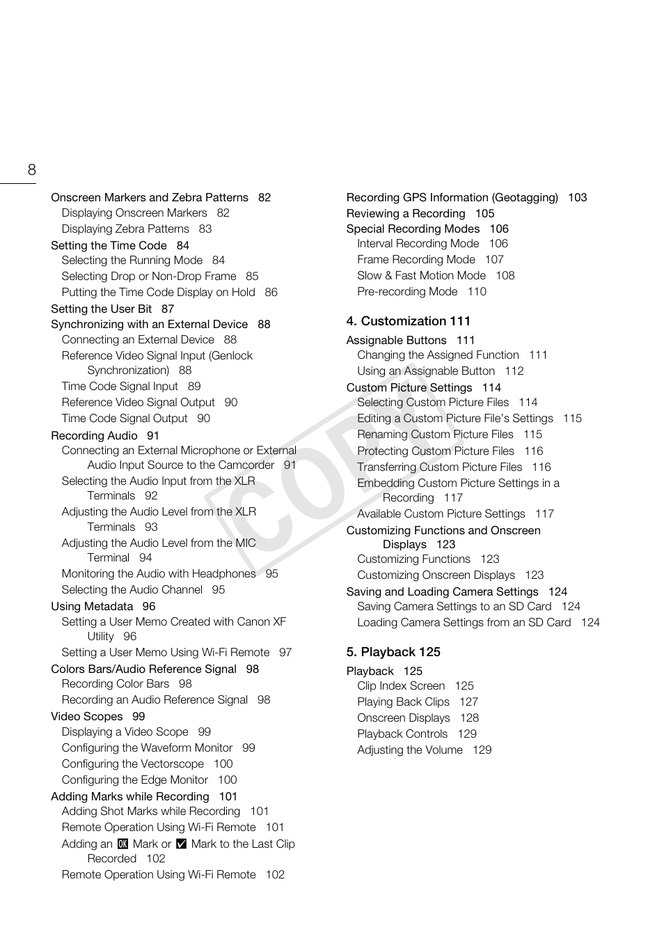 C op y | Canon EOS C300 PL User Manual | Page 8 / 194