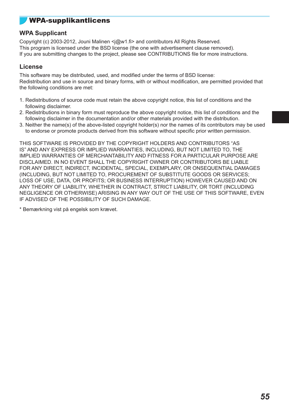 Wpa-supplikantlicens | Canon SELPHY CP900 User Manual | Page 112 / 514