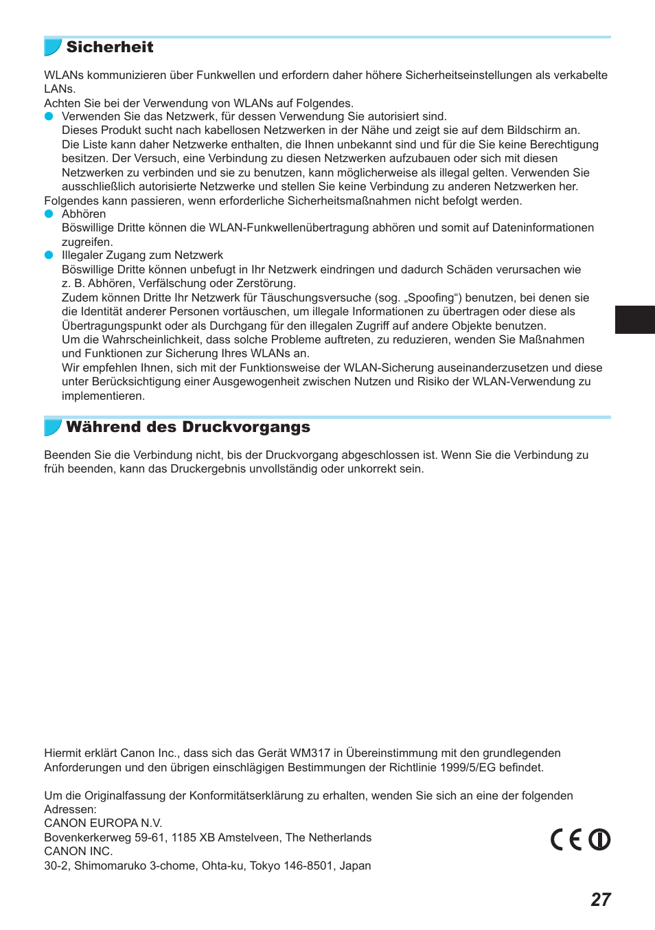 Sicherheit, Während des druckvorgangs | Canon SELPHY CP900 User Manual | Page 140 / 514