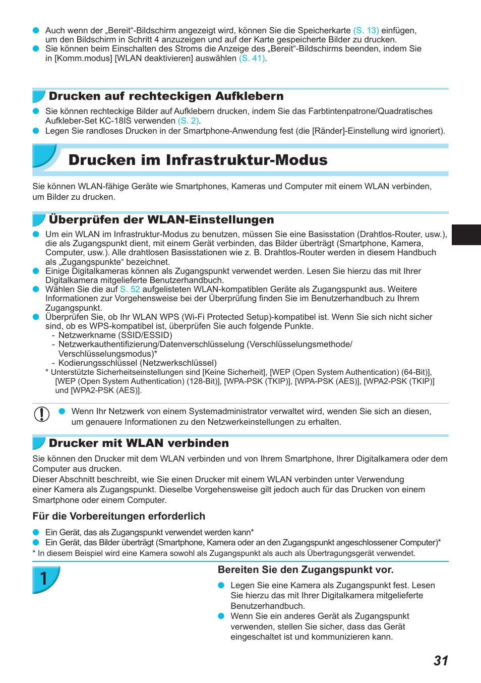 Drucken im infrastruktur-modus, Drucken auf rechteckigen aufklebern, Überprüfen der wlan-einstellungen | Drucker mit wlan verbinden | Canon SELPHY CP900 User Manual | Page 144 / 514