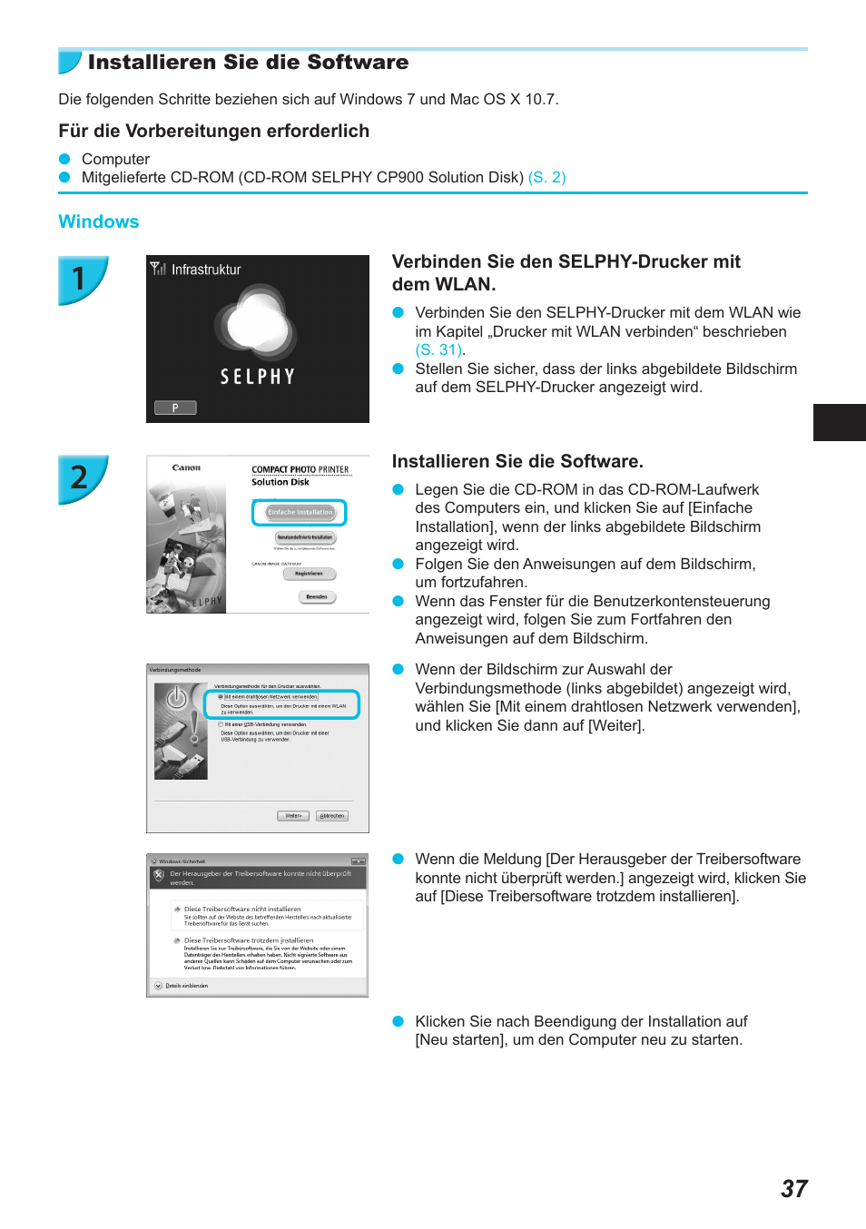 Installieren sie die software | Canon SELPHY CP900 User Manual | Page 150 / 514