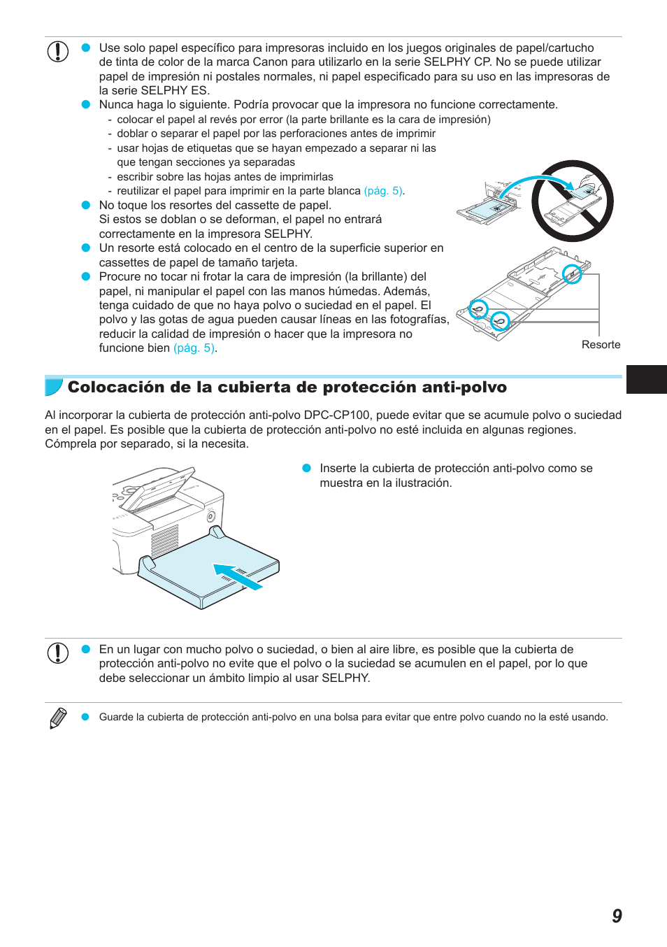 Colocación de la cubierta de protección anti-polvo | Canon SELPHY CP900 User Manual | Page 178 / 514