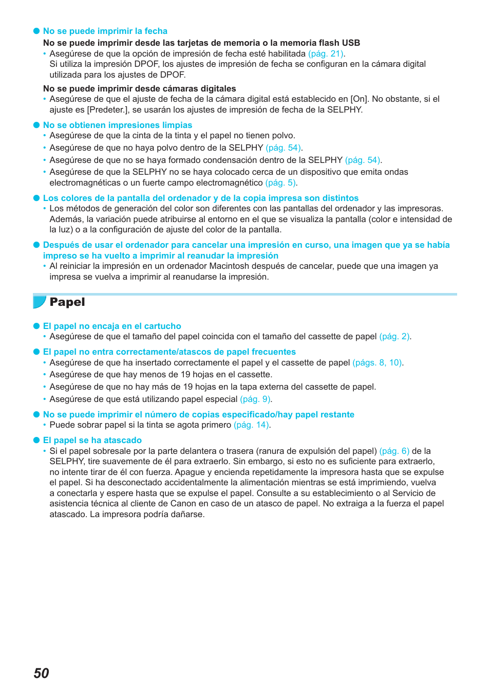 Papel | Canon SELPHY CP900 User Manual | Page 219 / 514