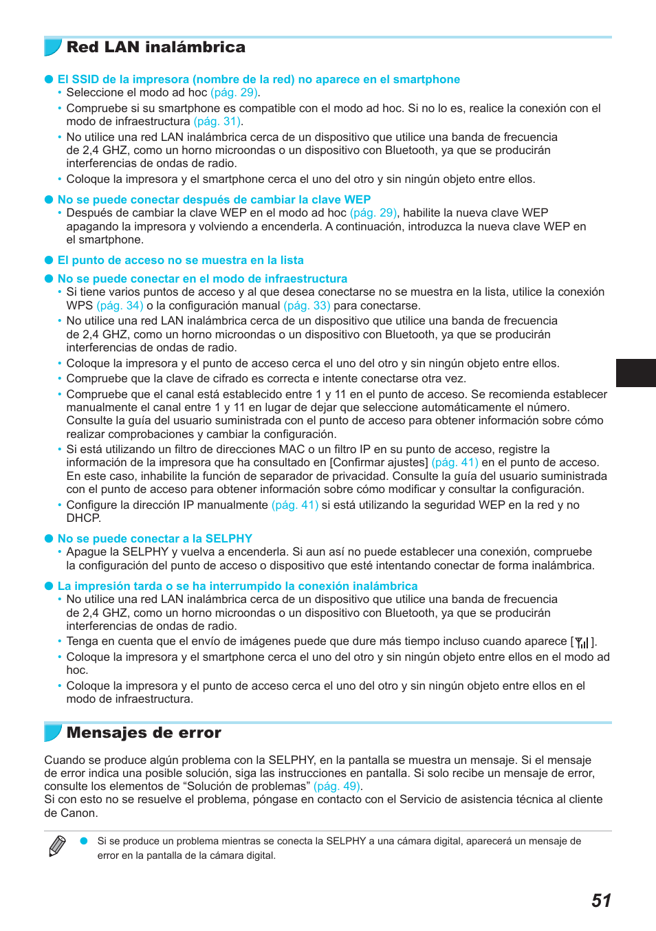 Red lan inalámbrica, Mensajes de error | Canon SELPHY CP900 User Manual | Page 220 / 514