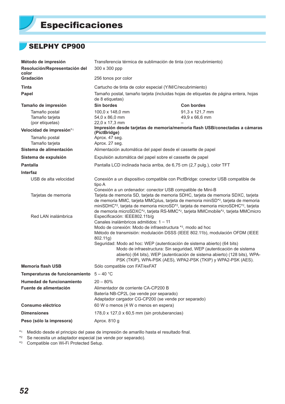 Especificaciones, Selphy cp900 | Canon SELPHY CP900 User Manual | Page 221 / 514