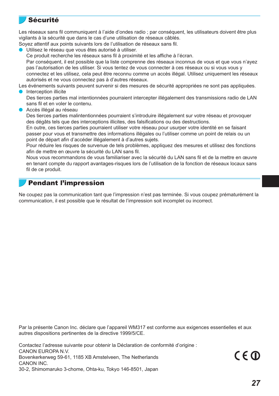 Sécurité, Pendant l’impression | Canon SELPHY CP900 User Manual | Page 252 / 514