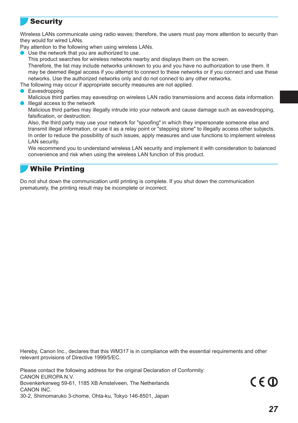 Security, While printing | Canon SELPHY CP900 User Manual | Page 28 / 514