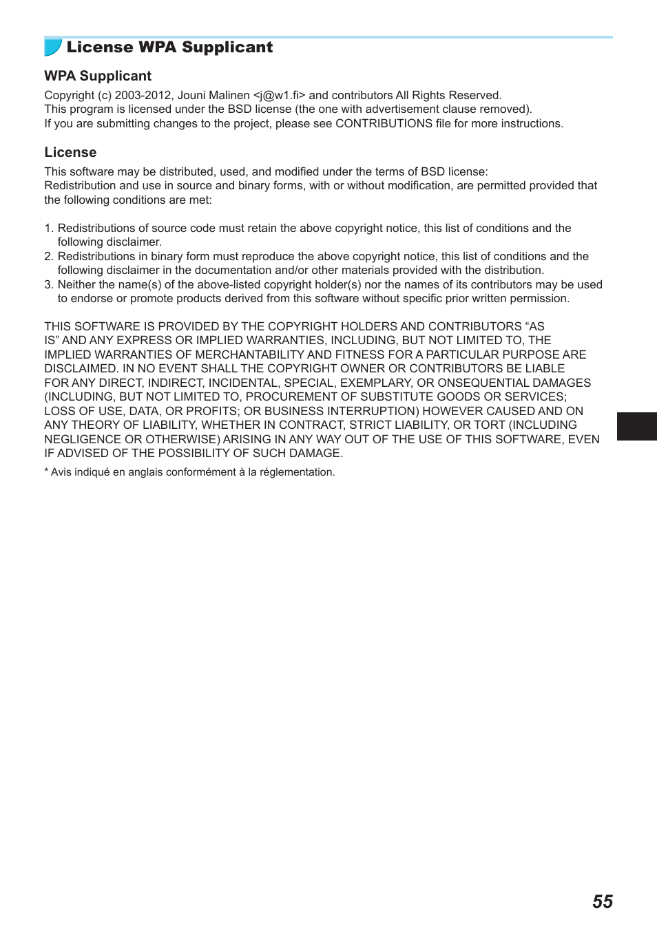 License wpa supplicant | Canon SELPHY CP900 User Manual | Page 280 / 514