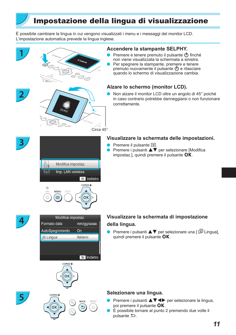 Impostazione della lingua di visualizzazione | Canon SELPHY CP900 User Manual | Page 292 / 514