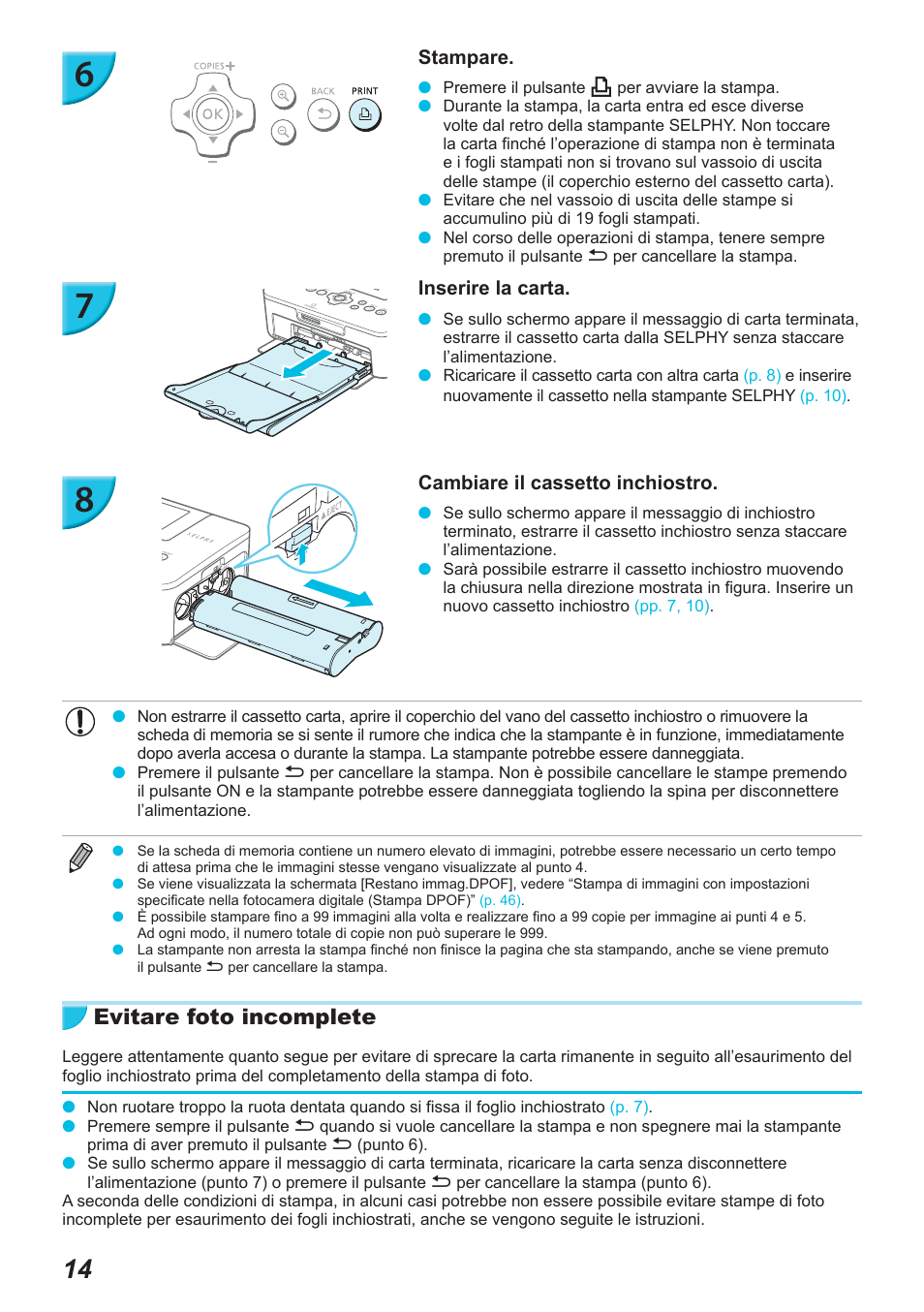 Evitare foto incomplete | Canon SELPHY CP900 User Manual | Page 295 / 514