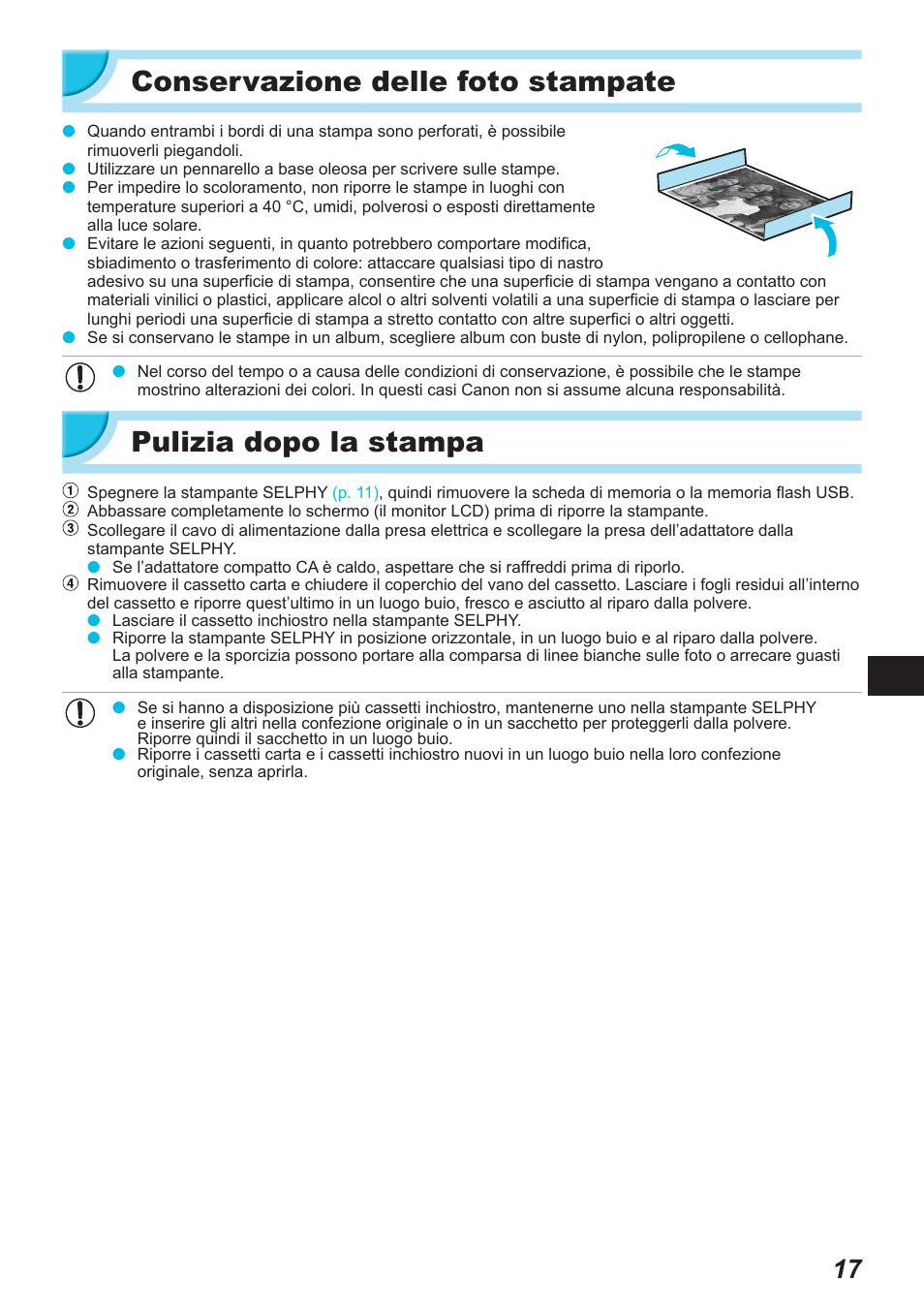 Conservazione delle foto stampate, Pulizia dopo la stampa | Canon SELPHY CP900 User Manual | Page 298 / 514
