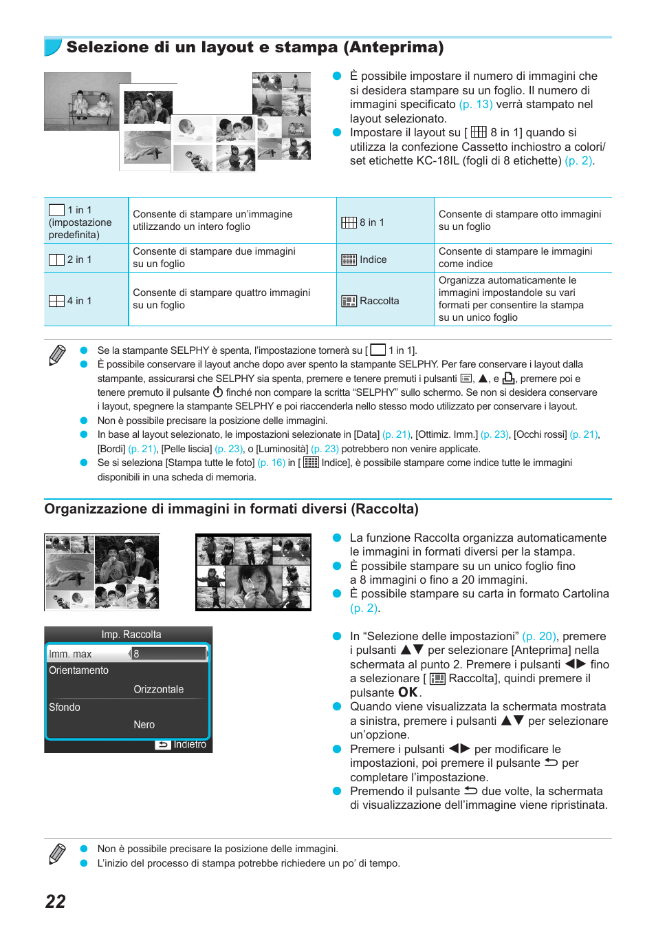 Selezione di un layout e stampa (anteprima) | Canon SELPHY CP900 User Manual | Page 303 / 514