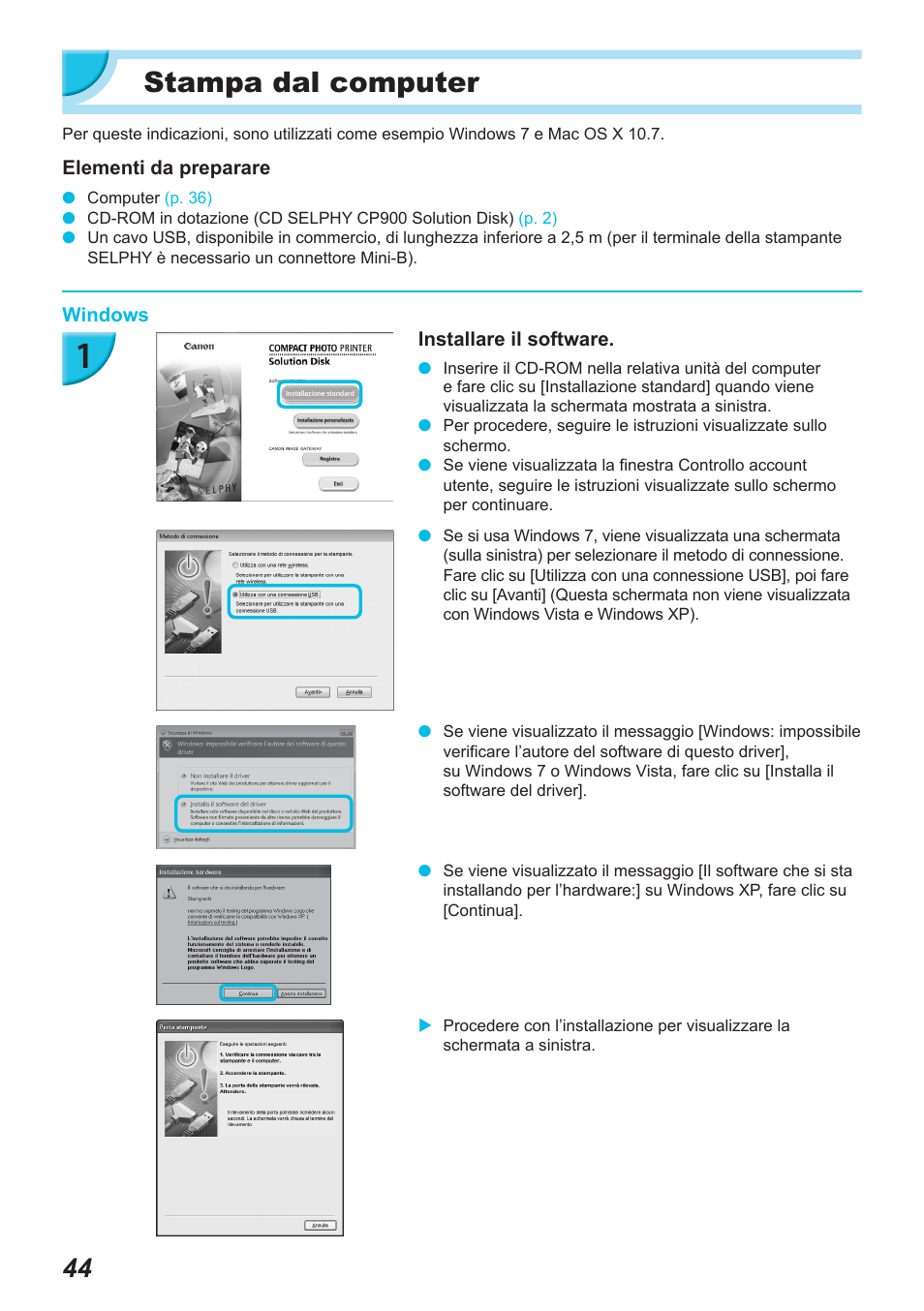 Stampa dal computer | Canon SELPHY CP900 User Manual | Page 325 / 514