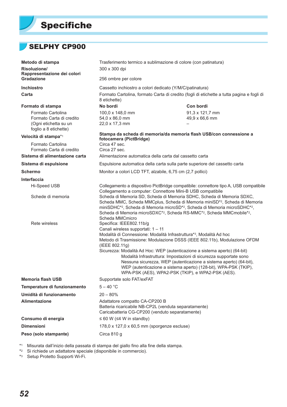 Specifiche, Selphy cp900 | Canon SELPHY CP900 User Manual | Page 333 / 514