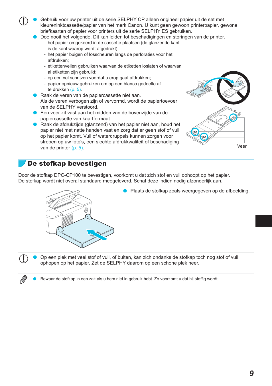 De stofkap bevestigen | Canon SELPHY CP900 User Manual | Page 346 / 514