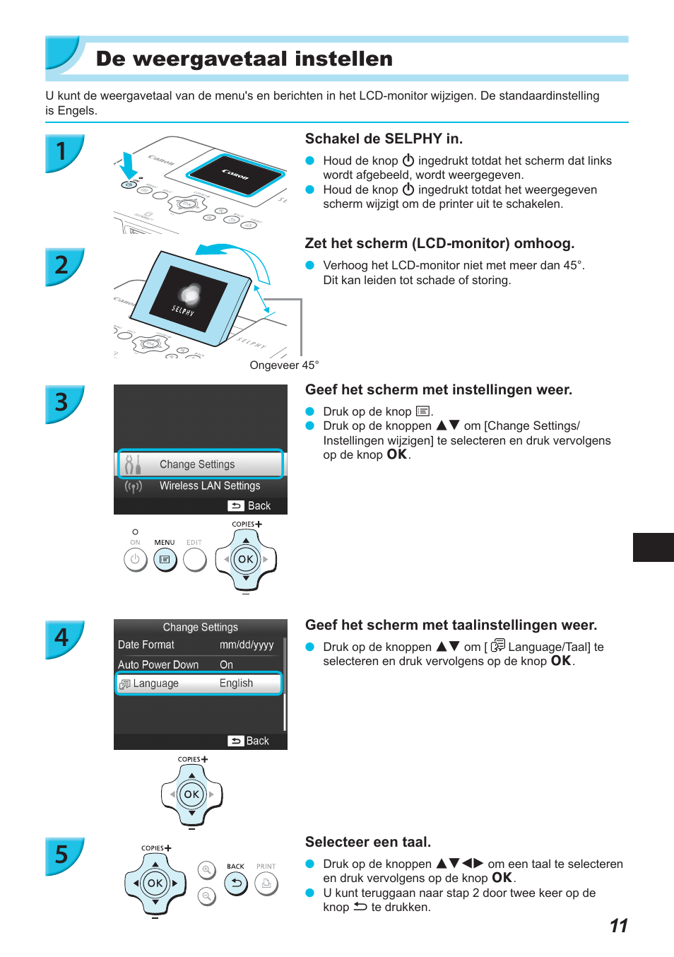 De weergavetaal instellen | Canon SELPHY CP900 User Manual | Page 348 / 514