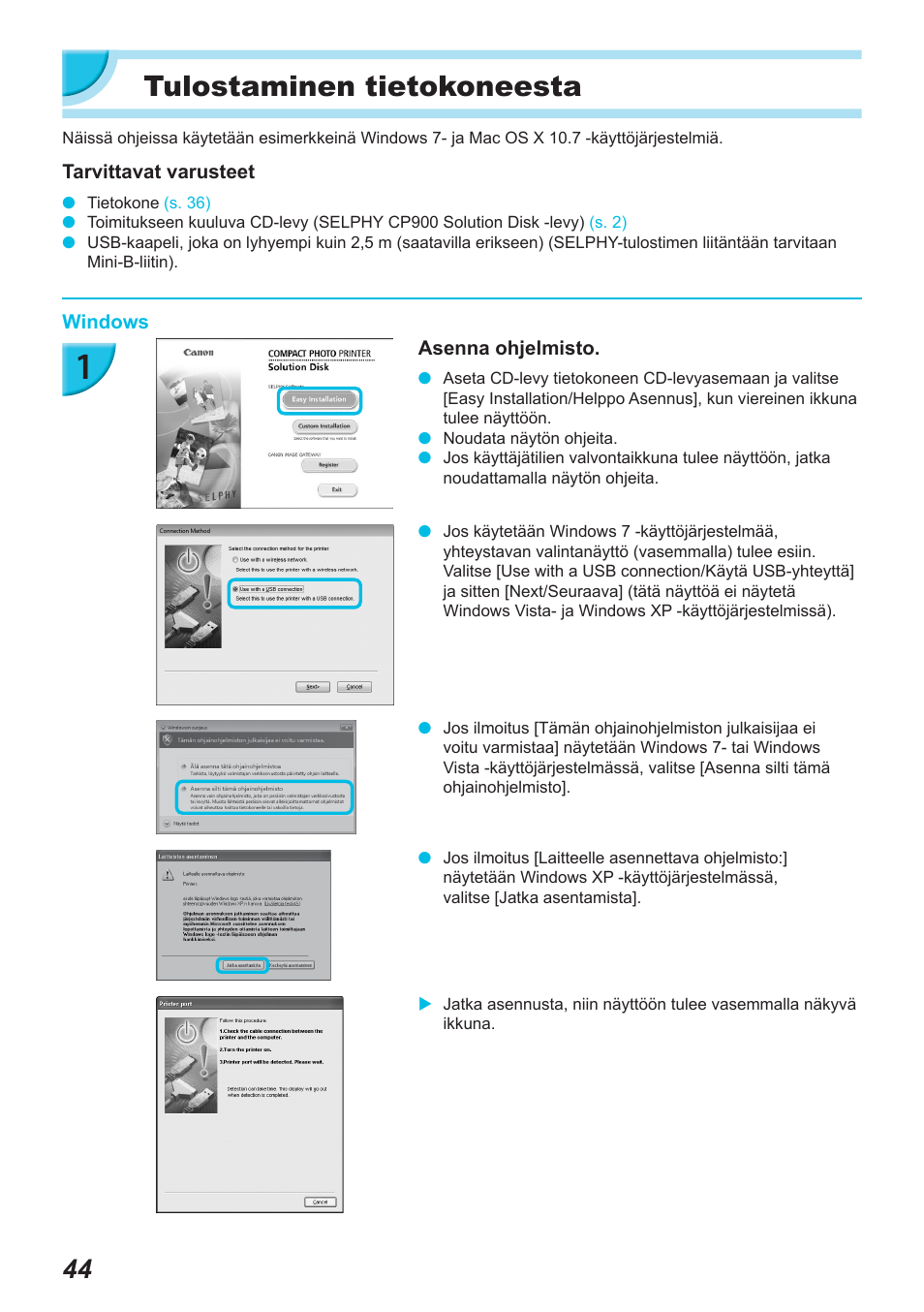 Tulostaminen tietokoneesta | Canon SELPHY CP900 User Manual | Page 437 / 514