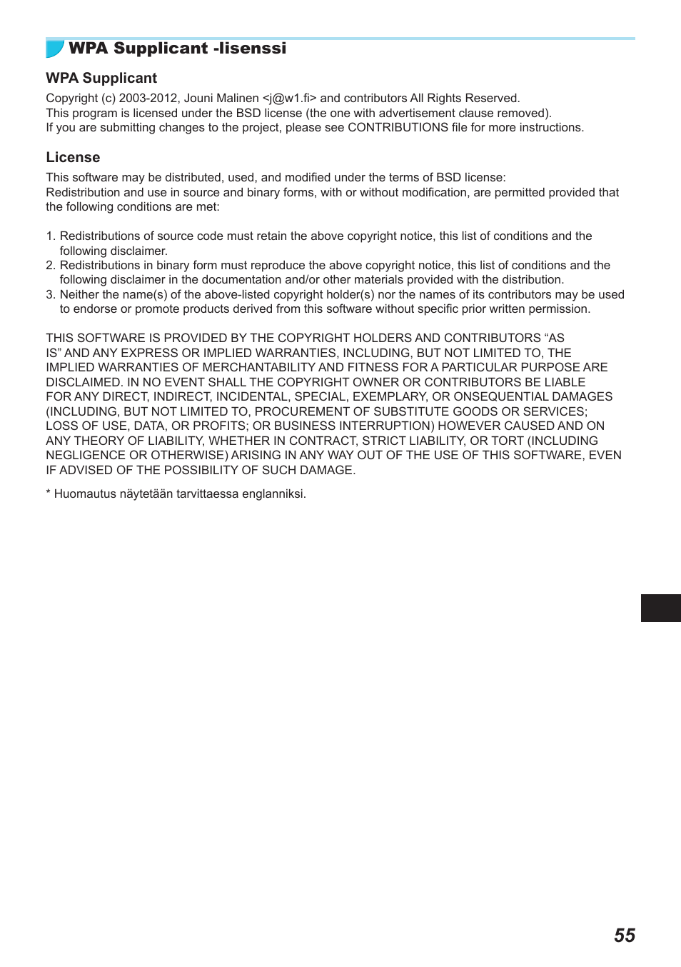 Wpa supplicant -lisenssi | Canon SELPHY CP900 User Manual | Page 448 / 514