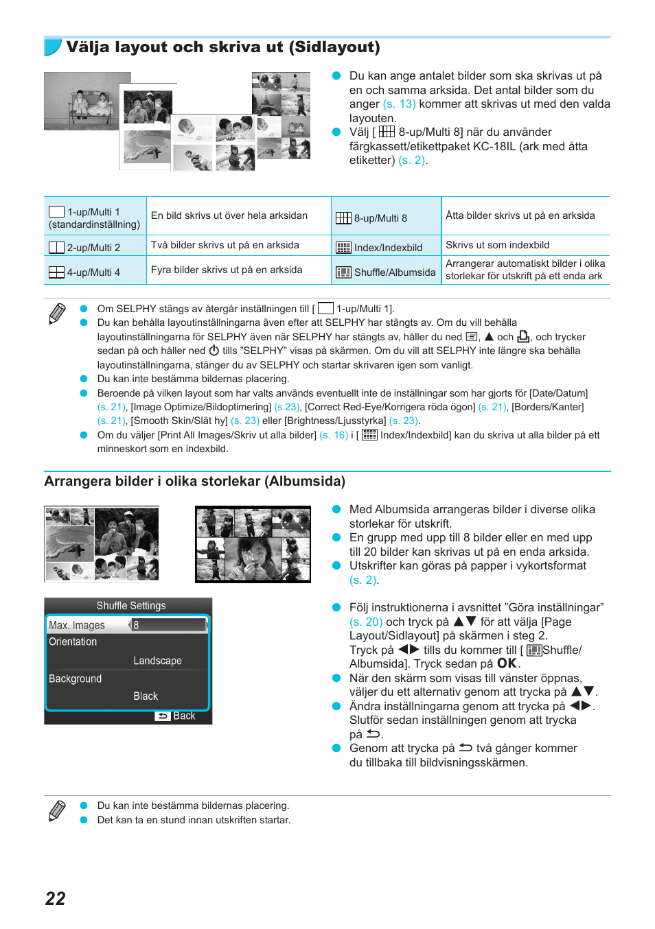 Välja layout och skriva ut (sidlayout), Arrangera bilder i olika storlekar (albumsida) | Canon SELPHY CP900 User Manual | Page 471 / 514