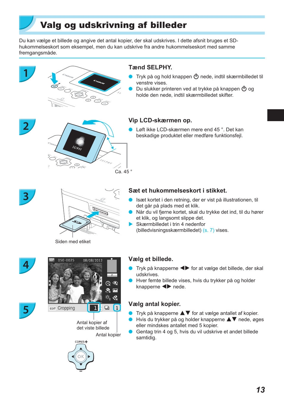 Valg og udskrivning af billeder | Canon SELPHY CP900 User Manual | Page 70 / 514