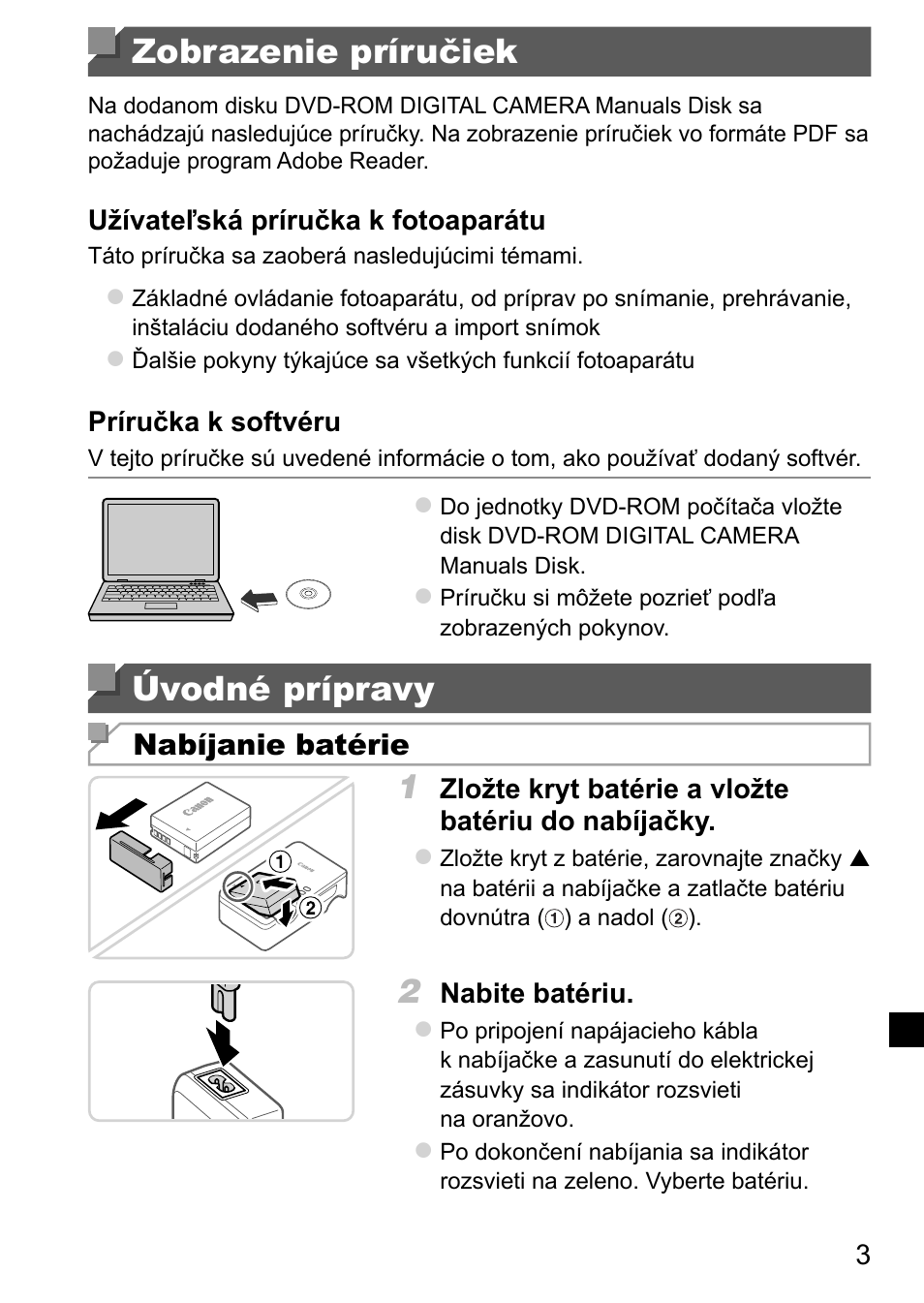 Zobrazenie príručiek, Úvodné prípravy | Canon PowerShot G15 User Manual | Page 107 / 146