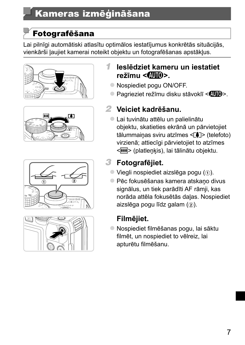 Kameras izmēģināšana | Canon PowerShot G15 User Manual | Page 127 / 146
