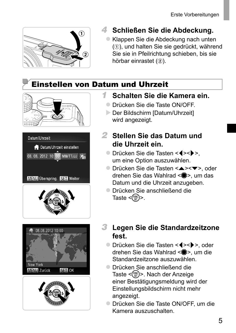 Einstellen von datum und uhrzeit | Canon PowerShot G15 User Manual | Page 13 / 146