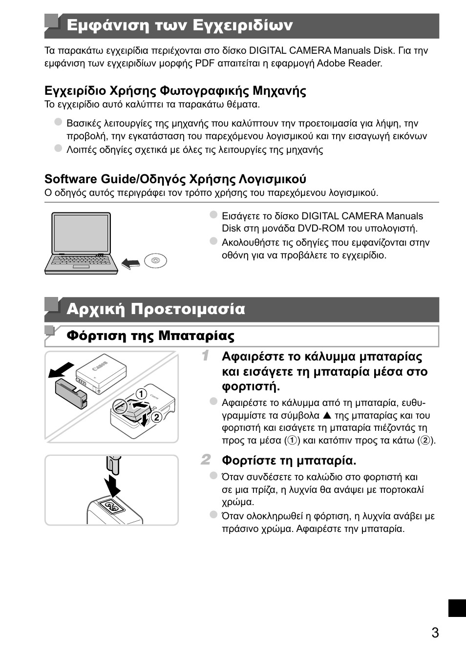 Εμφάνιση των εγχειριδίων, Αρχική προετοιμασία | Canon PowerShot G15 User Manual | Page 139 / 146