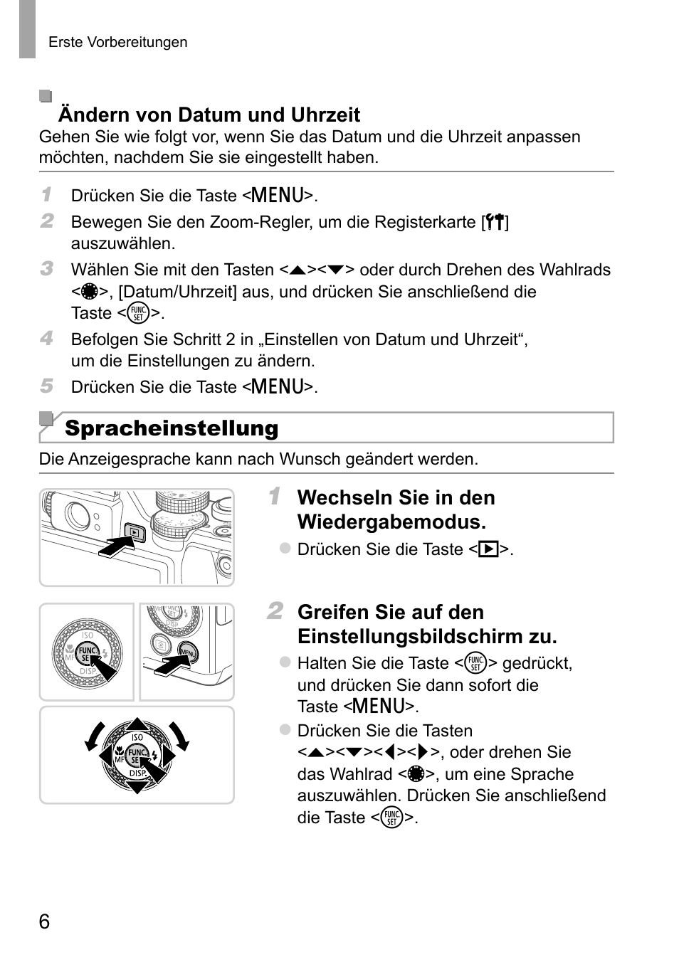 Spracheinstellung | Canon PowerShot G15 User Manual | Page 14 / 146