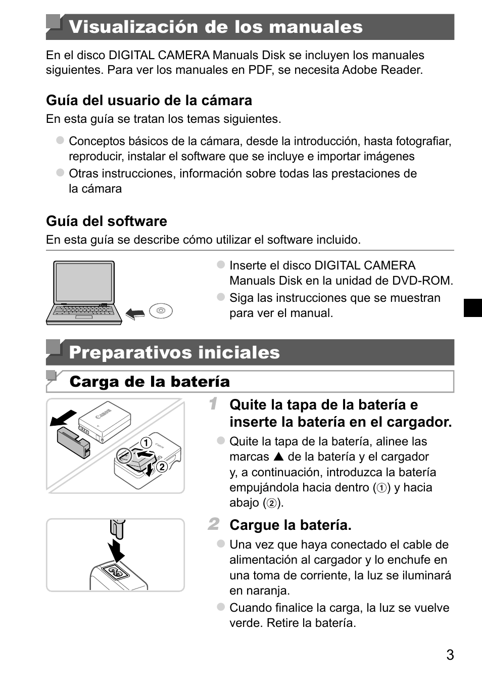 Visualización de los manuales, Preparativos iniciales | Canon PowerShot G15 User Manual | Page 27 / 146