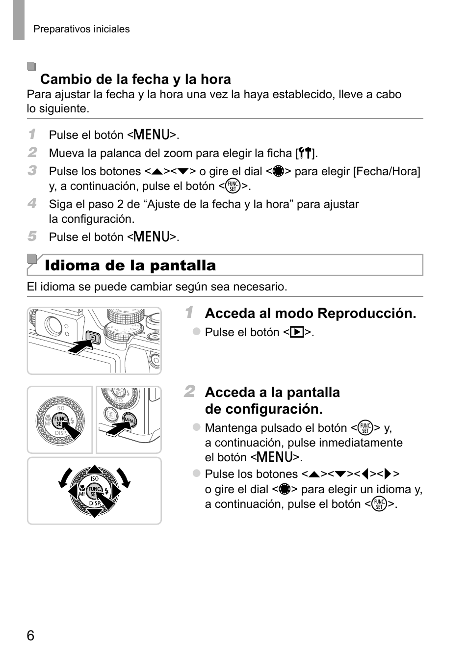 Idioma de la pantalla | Canon PowerShot G15 User Manual | Page 30 / 146