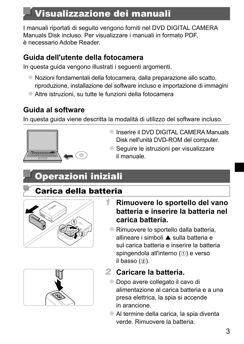 Visualizzazione dei manuali, Operazioni iniziali | Canon PowerShot G15 User Manual | Page 35 / 146