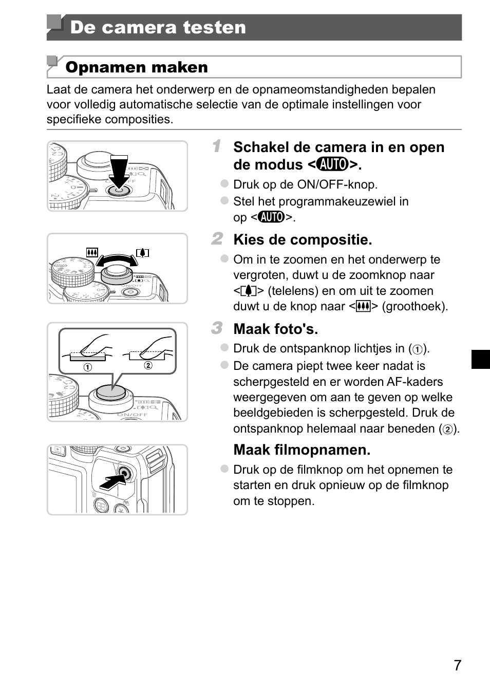 De camera testen | Canon PowerShot G15 User Manual | Page 47 / 146
