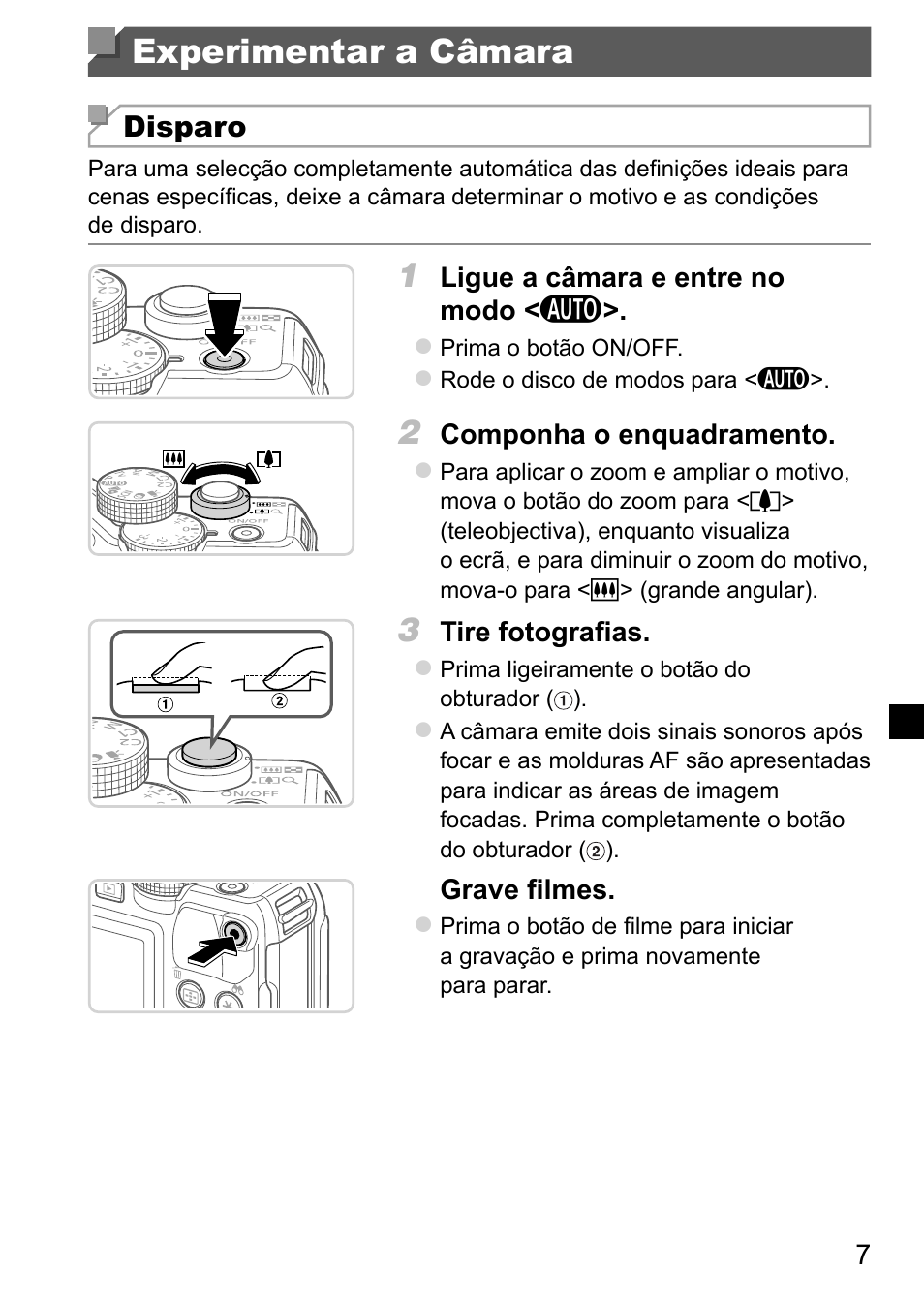 Experimentar a câmara | Canon PowerShot G15 User Manual | Page 55 / 146