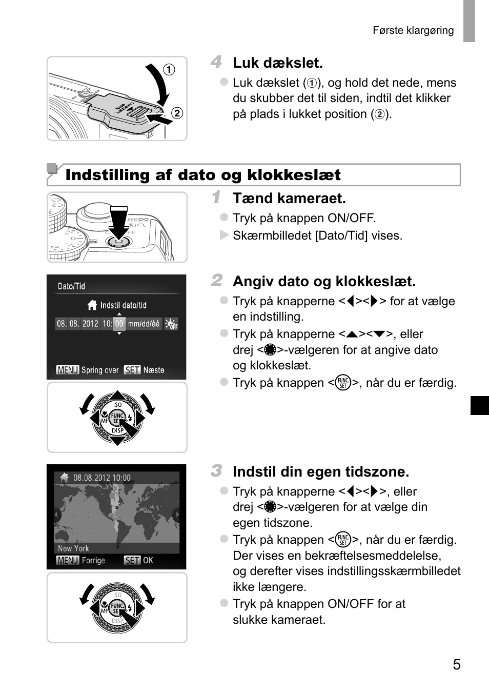 Indstilling af dato og klokkeslæt | Canon PowerShot G15 User Manual | Page 61 / 146