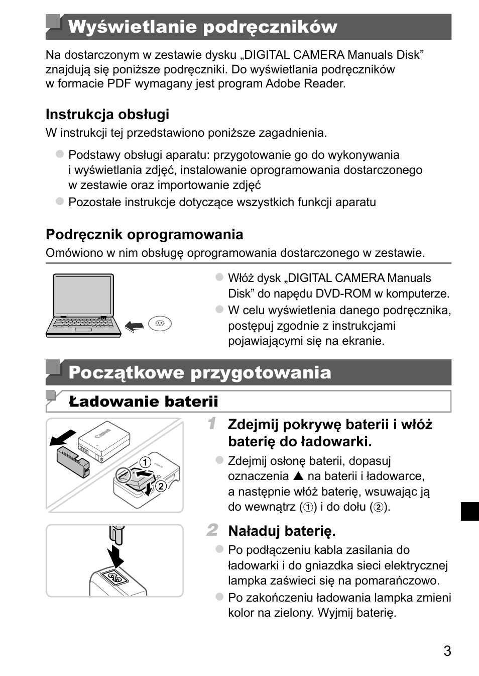 Wyświetlanie podręczników, Początkowe przygotowania | Canon PowerShot G15 User Manual | Page 99 / 146